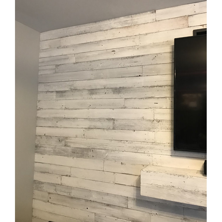 Rockin'Wood 3.5" x 48" Reclaimed Solid Wood Wall Paneling in Whitewash
